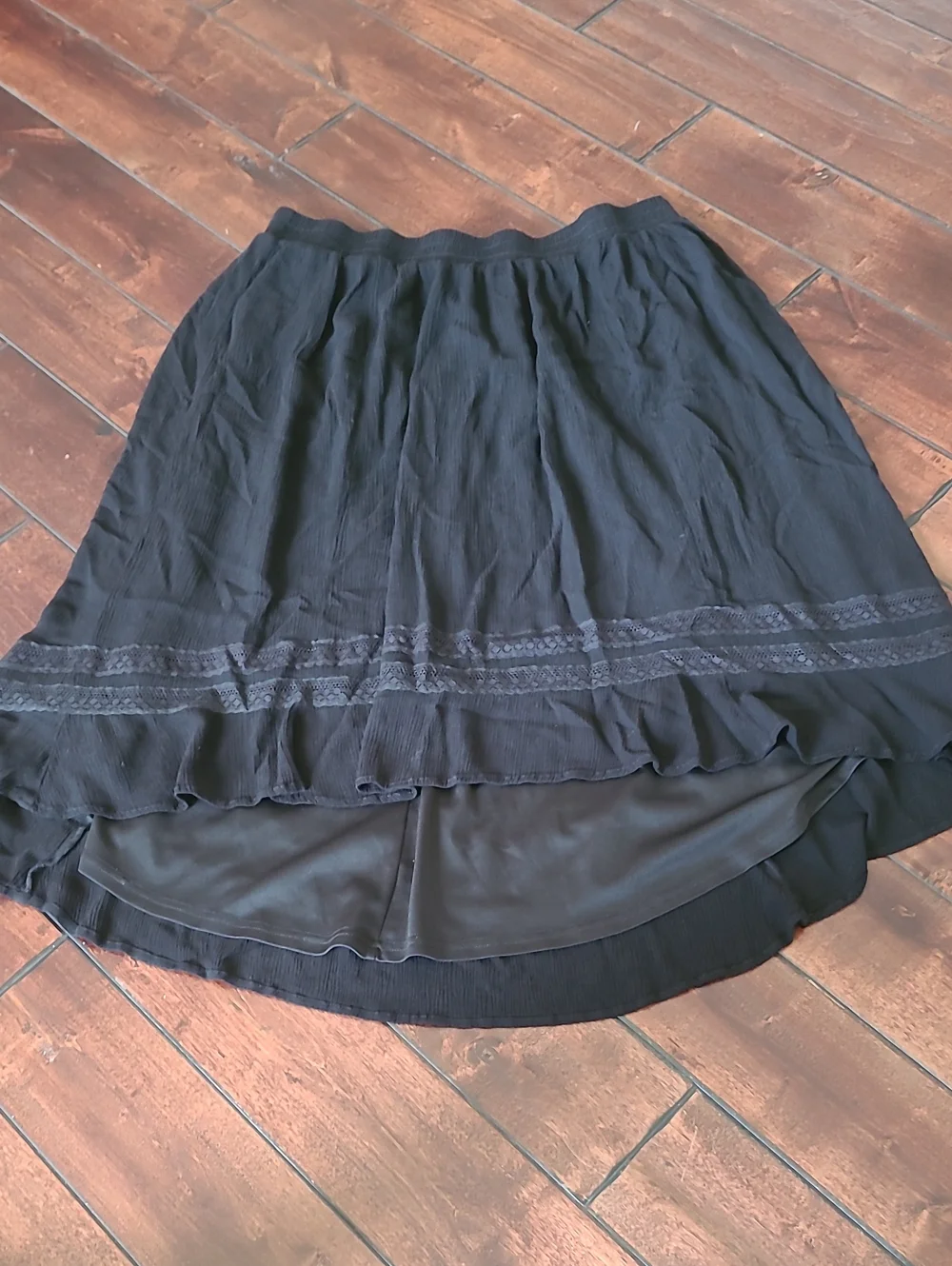 Torrid Black Ruffled Lace High-Low Skirt Size 2 (2X)